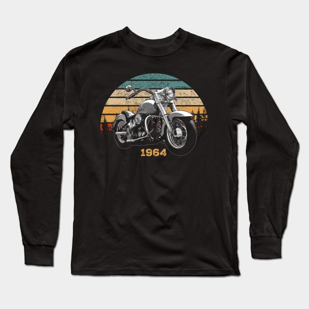 1964 Harley-Davidson Vintage Motorcycle Design Long Sleeve T-Shirt by Madisen Harvey